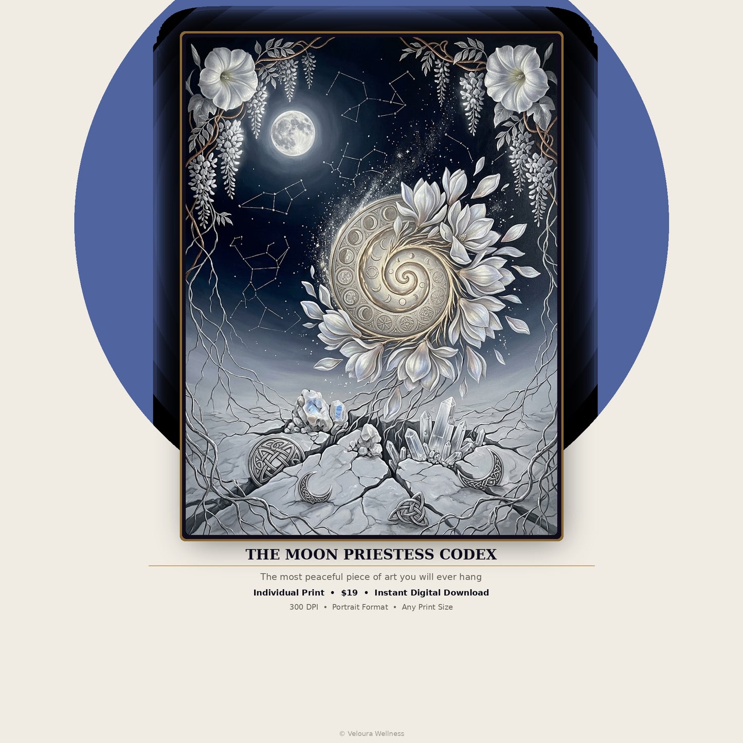 The Moon Priestess Codex — Lunar Wall  Art Print | Digital Download