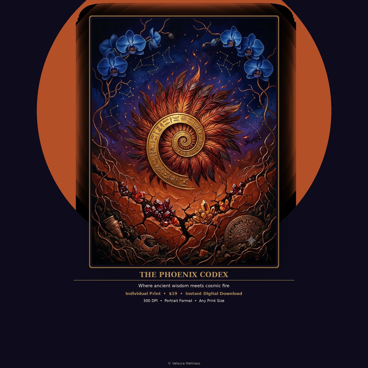 The Phoenix Codex — Mystical Wall Art  Print | Digital Download