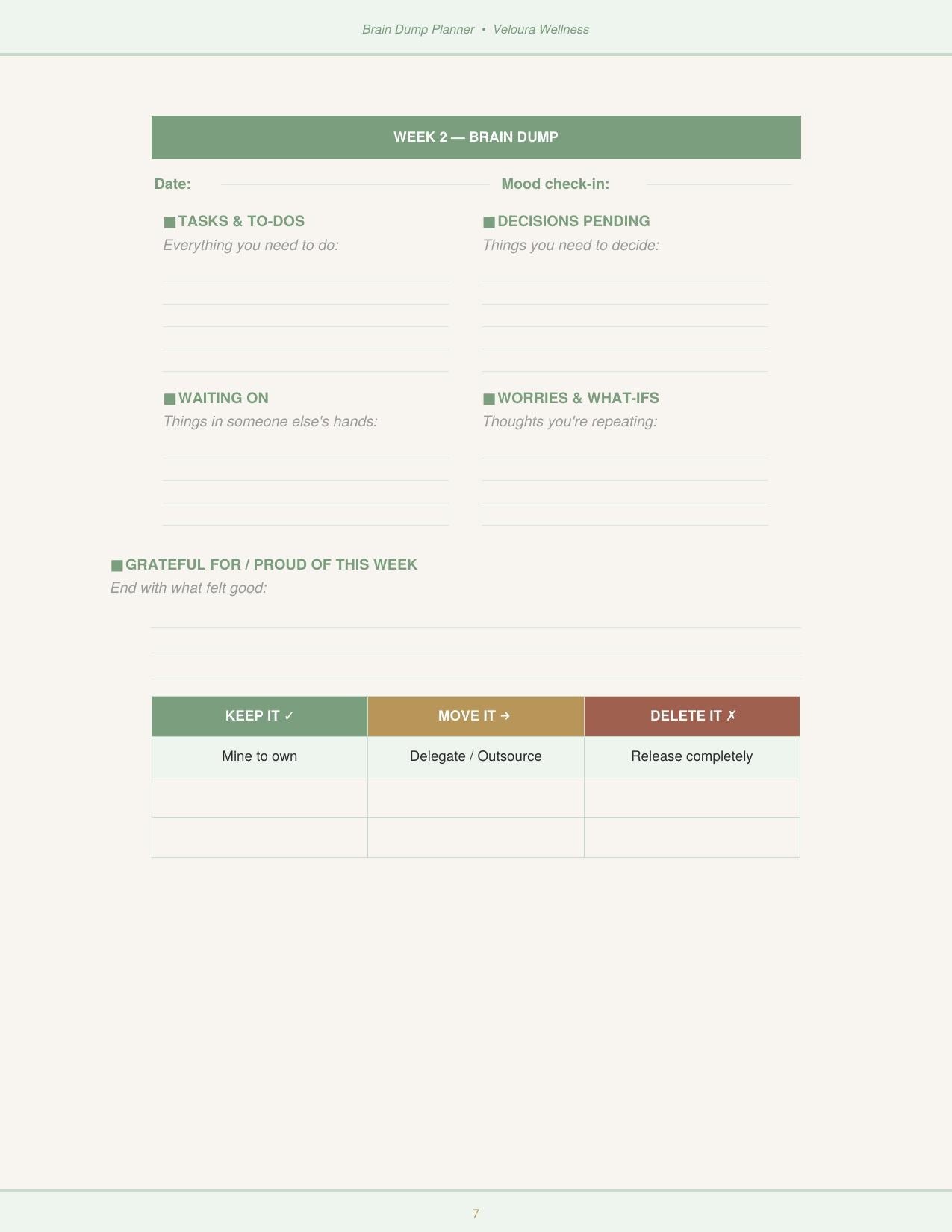 The Brain Dump Planner